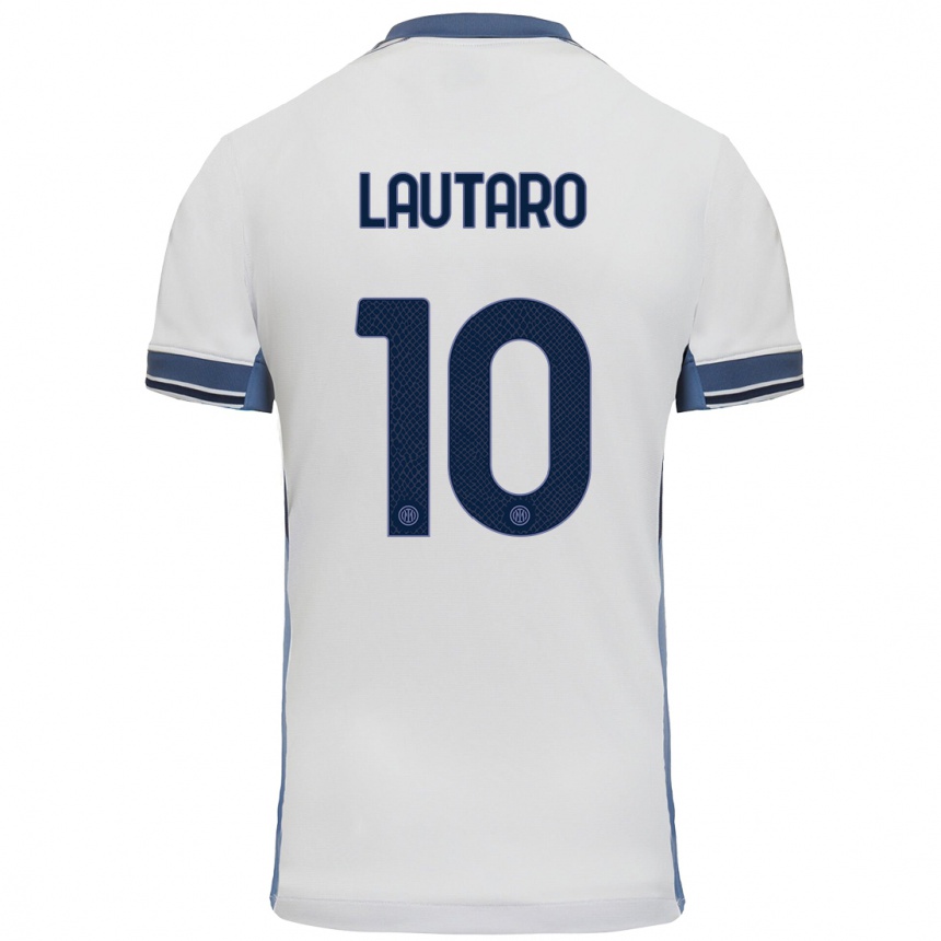 Enfant Football Maillot Lautaro Martinez #10 Blanc Gris Tenues Extérieur 2024/25