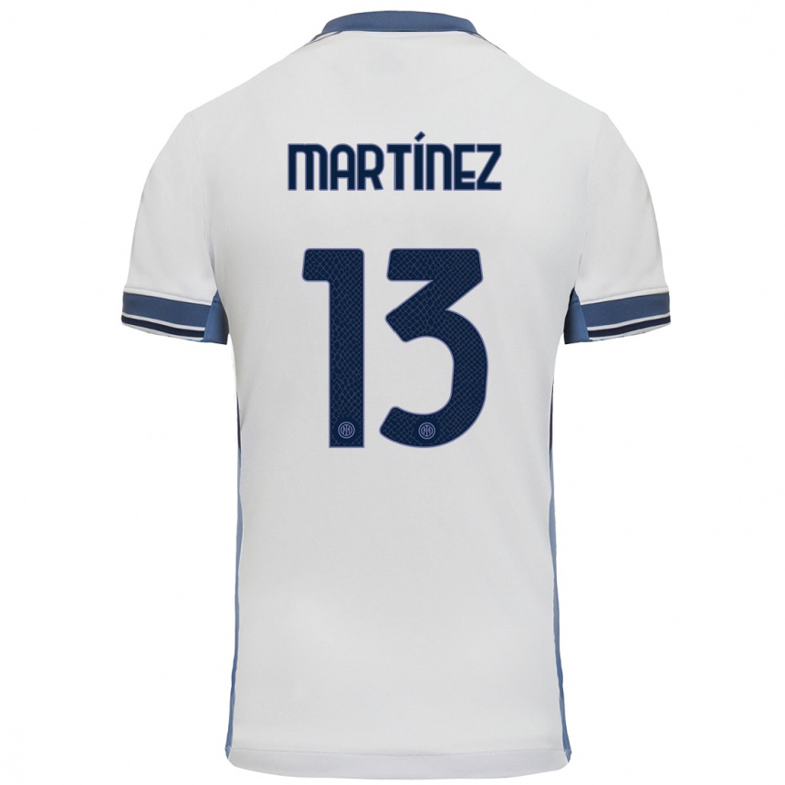 Enfant Football Maillot Josep Martínez #13 Blanc Gris Tenues Extérieur 2024/25