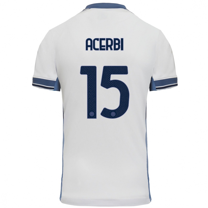 Enfant Football Maillot Francesco Acerbi #15 Blanc Gris Tenues Extérieur 2024/25