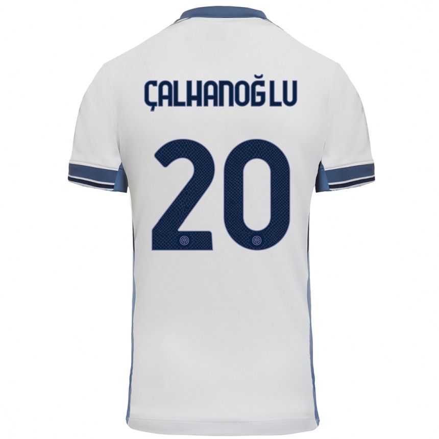 Enfant Football Maillot Hakan Calhanoglu #20 Blanc Gris Tenues Extérieur 2024/25