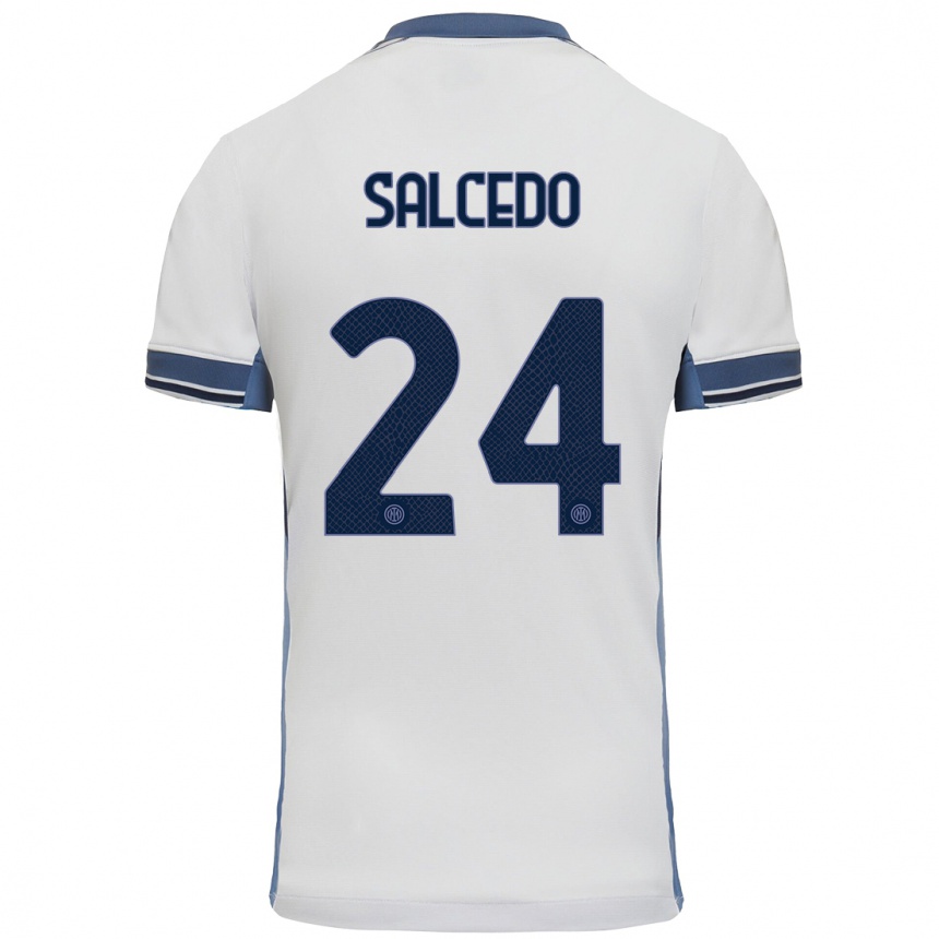 Enfant Football Maillot Eddie Salcedo #24 Blanc Gris Tenues Extérieur 2024/25