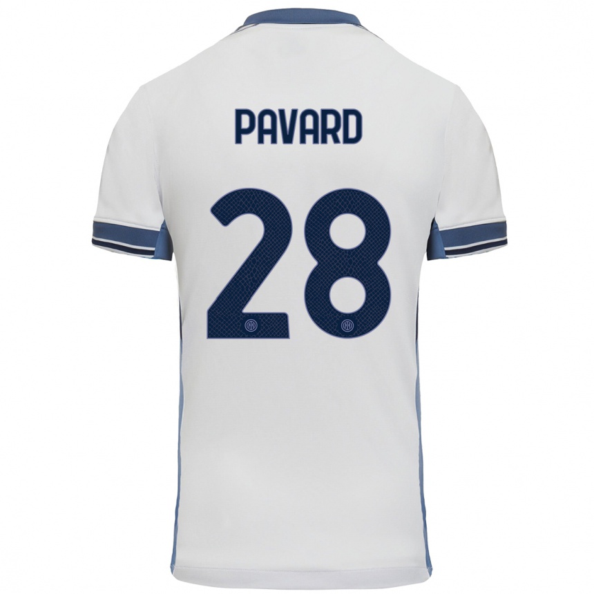 Enfant Football Maillot Benjamin Pavard #28 Blanc Gris Tenues Extérieur 2024/25