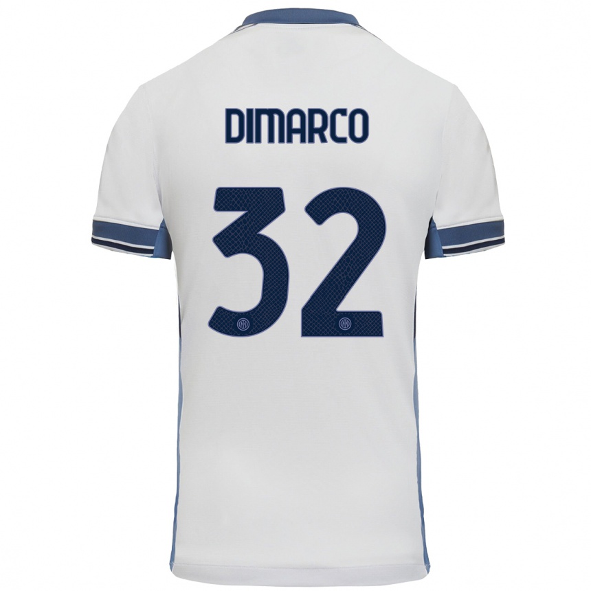 Enfant Football Maillot Federico Dimarco #32 Blanc Gris Tenues Extérieur 2024/25