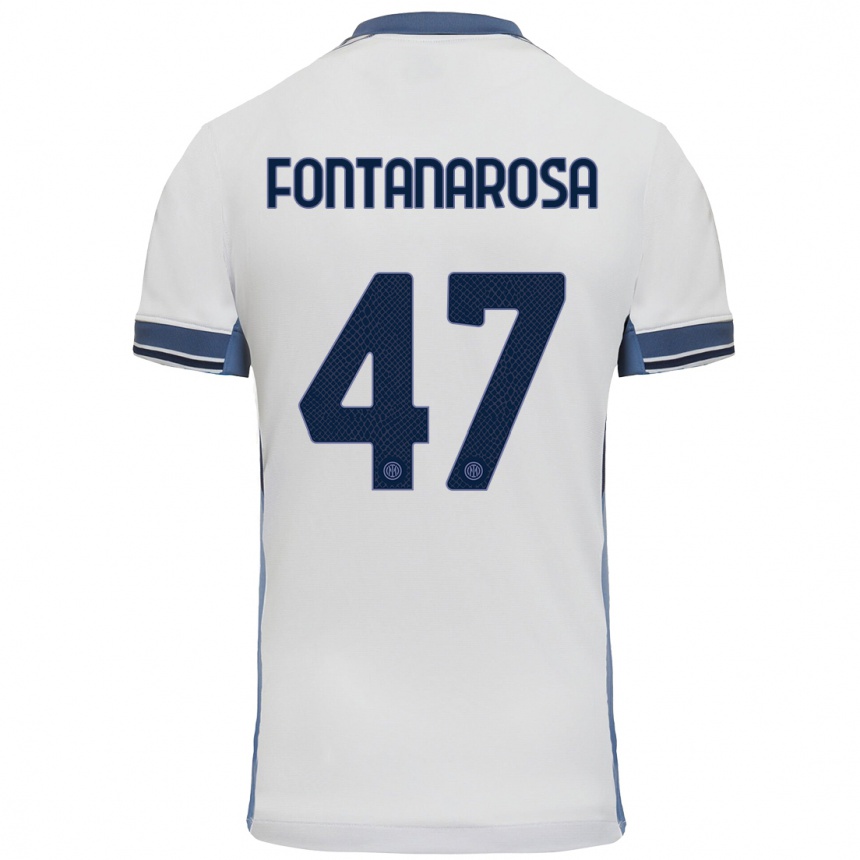 Enfant Football Maillot Alessandro Fontanarosa #47 Blanc Gris Tenues Extérieur 2024/25