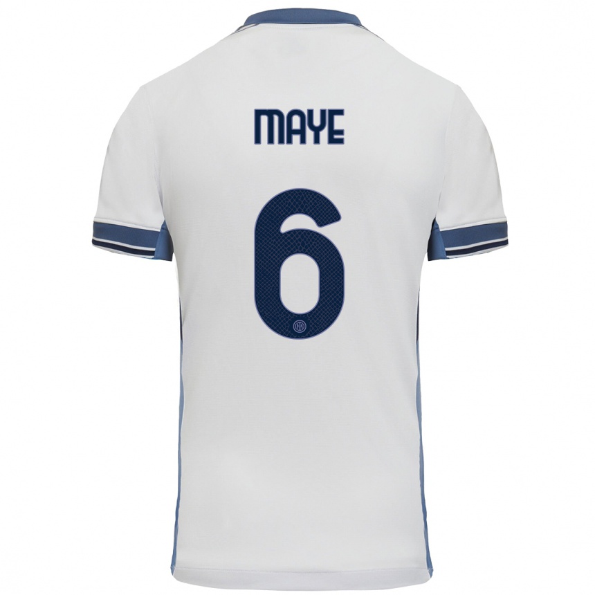 Enfant Football Maillot Yvan Maye #6 Blanc Gris Tenues Extérieur 2024/25