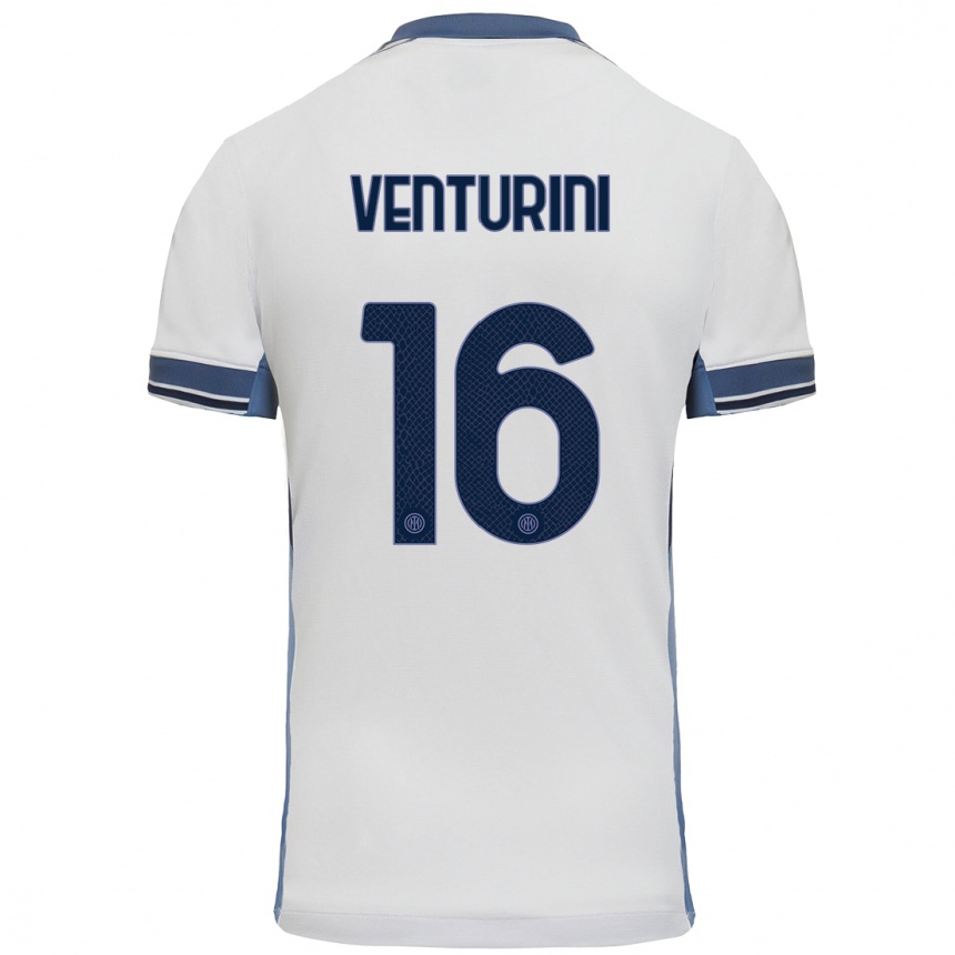 Enfant Football Maillot Matteo Venturini #16 Blanc Gris Tenues Extérieur 2024/25