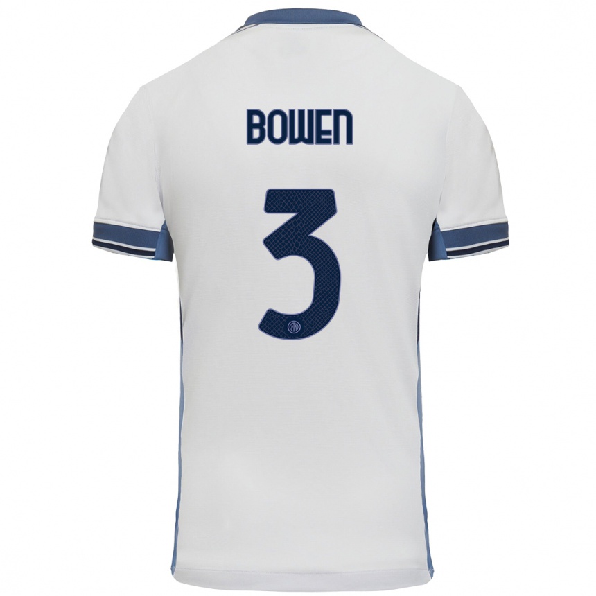 Enfant Football Maillot Katie Bowen #3 Blanc Gris Tenues Extérieur 2024/25