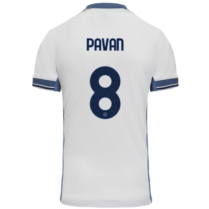 Enfant Football Maillot Matilde Pavan #8 Blanc Gris Tenues Extérieur 2024/25