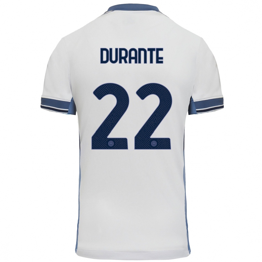 Enfant Football Maillot Francesca Durante #22 Blanc Gris Tenues Extérieur 2024/25