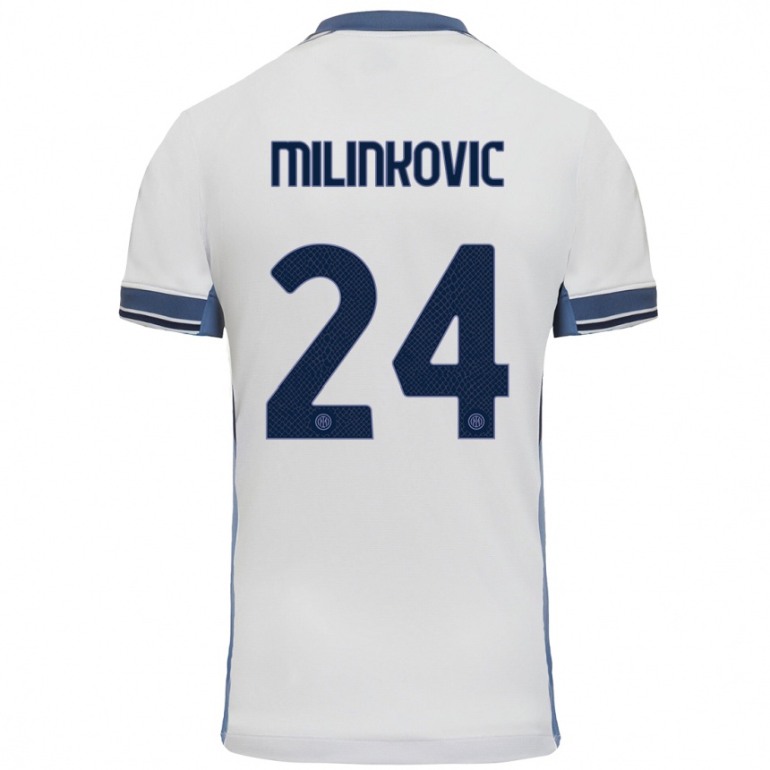 Enfant Football Maillot Marija Milinković #24 Blanc Gris Tenues Extérieur 2024/25