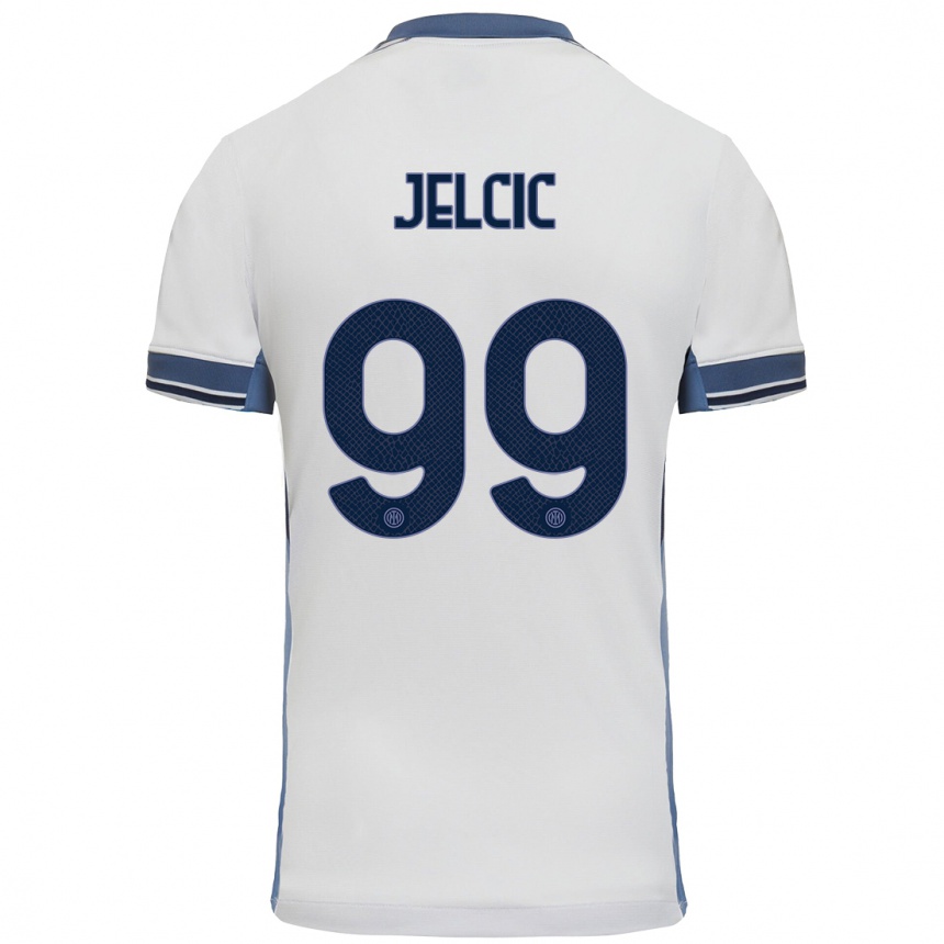 Enfant Football Maillot Maja Jelčić #99 Blanc Gris Tenues Extérieur 2024/25