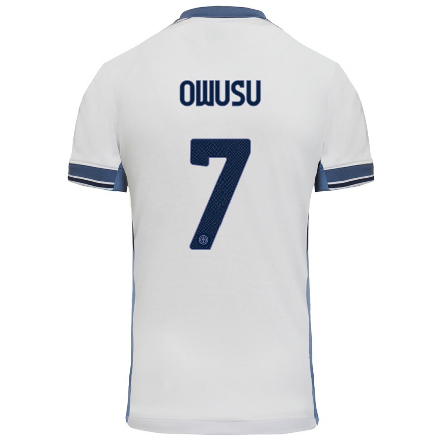 Enfant Football Maillot Enoch Owusu #7 Blanc Gris Tenues Extérieur 2024/25