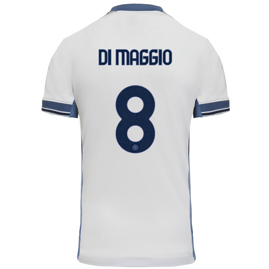 Enfant Football Maillot Luca Di Maggio #8 Blanc Gris Tenues Extérieur 2024/25