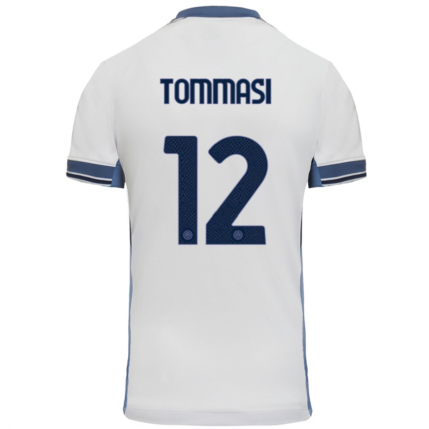 Enfant Football Maillot Francesco Tommasi #12 Blanc Gris Tenues Extérieur 2024/25