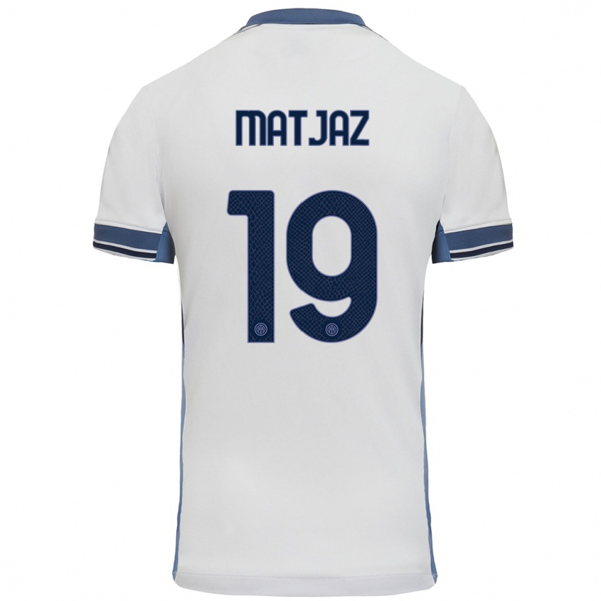 Enfant Football Maillot Samo Matjaz #19 Blanc Gris Tenues Extérieur 2024/25