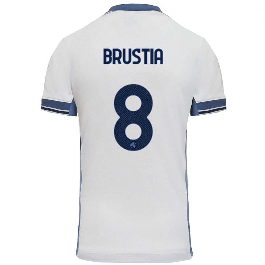 Enfant Football Maillot Martina Brustia #8 Blanc Gris Tenues Extérieur 2024/25