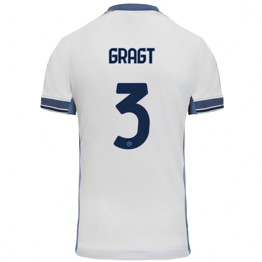 Enfant Football Maillot Stefanie Van Der Gragt #3 Blanc Gris Tenues Extérieur 2024/25