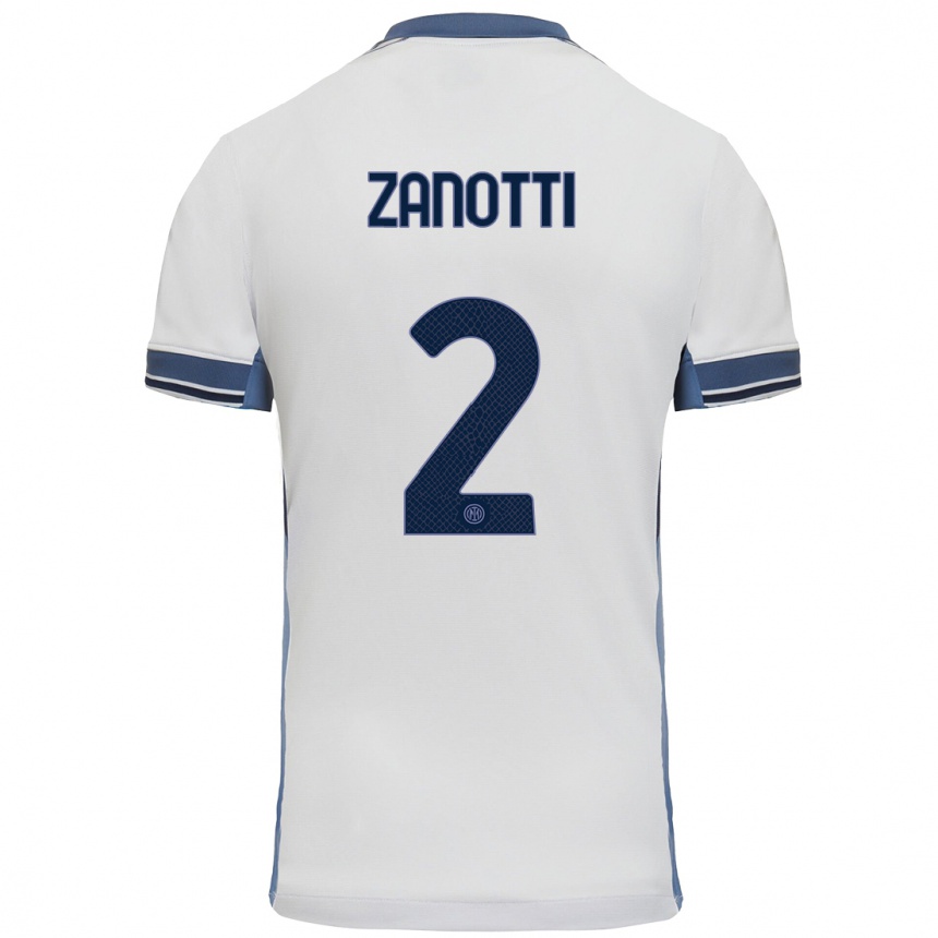 Enfant Football Maillot Mattia Zanotti #2 Blanc Gris Tenues Extérieur 2024/25