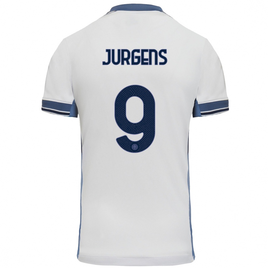 Enfant Football Maillot Oliver Jurgens #9 Blanc Gris Tenues Extérieur 2024/25