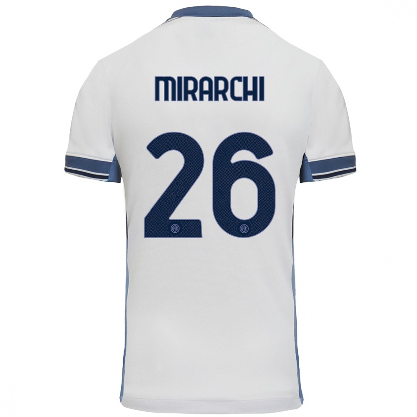 Enfant Football Maillot Mattia Mirarchi #26 Blanc Gris Tenues Extérieur 2024/25