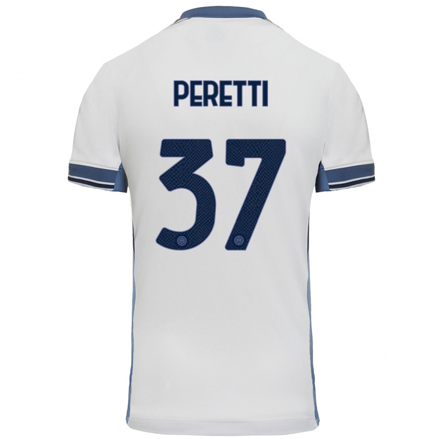 Enfant Football Maillot Lorenzo Peretti #37 Blanc Gris Tenues Extérieur 2024/25