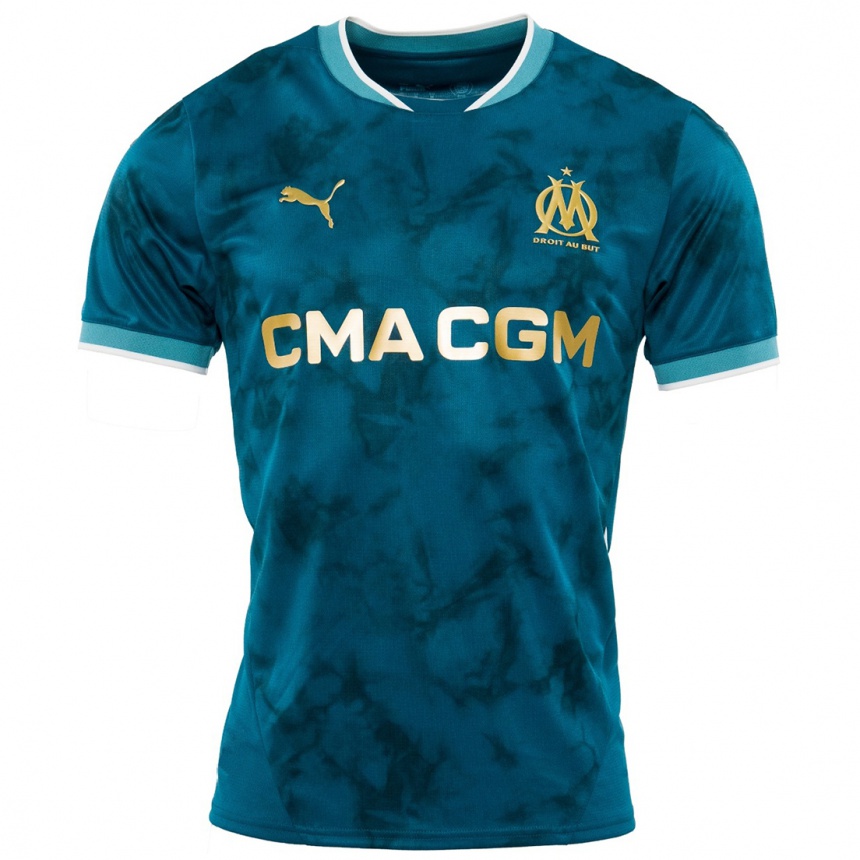 Enfant Football Maillot Votre Nom #0 Turquoise Bleu Tenues Extérieur 2024/25