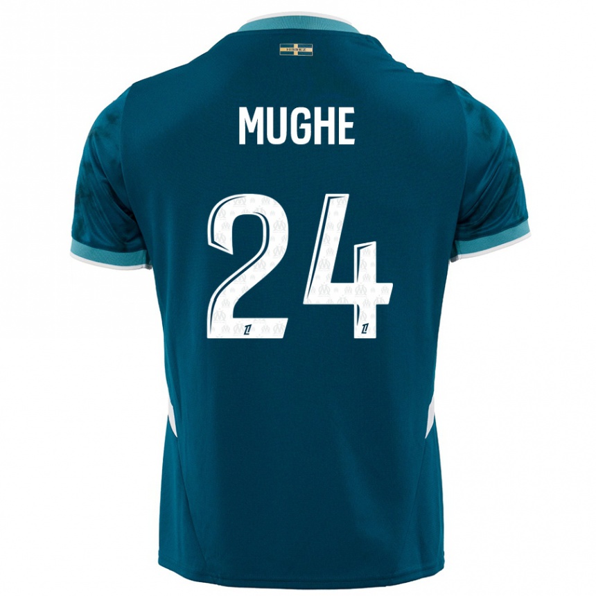 Enfant Football Maillot François Mughe #24 Turquoise Bleu Tenues Extérieur 2024/25