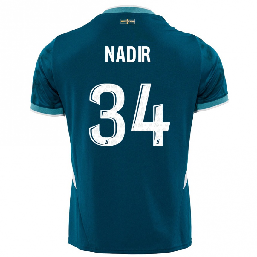 Enfant Football Maillot Bilal Nadir #34 Turquoise Bleu Tenues Extérieur 2024/25