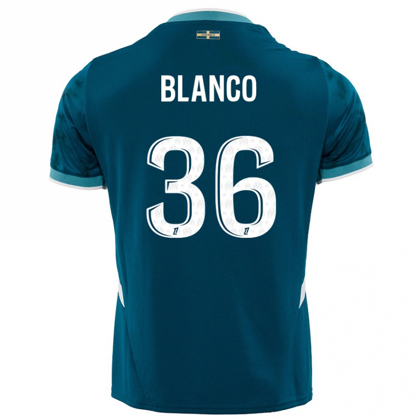 Enfant Football Maillot Ruben Blanco #36 Turquoise Bleu Tenues Extérieur 2024/25