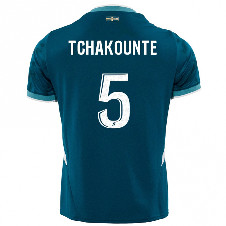 Enfant Football Maillot Annaëlle Tchakounté #5 Turquoise Bleu Tenues Extérieur 2024/25