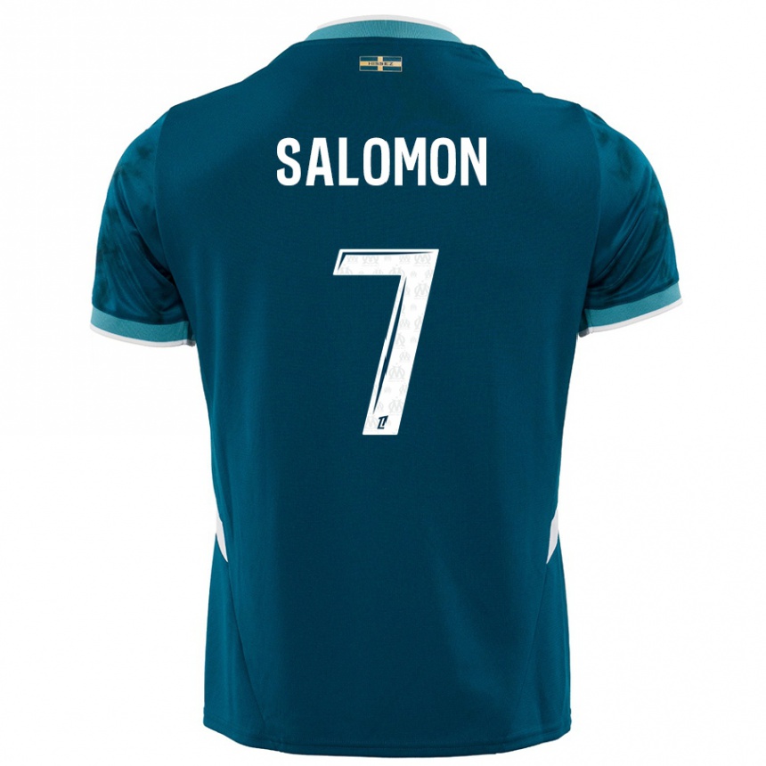 Enfant Football Maillot Maëva Salomon #7 Turquoise Bleu Tenues Extérieur 2024/25