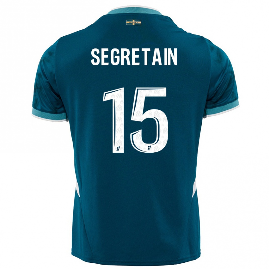 Enfant Football Maillot Julie Ségrétain #15 Turquoise Bleu Tenues Extérieur 2024/25