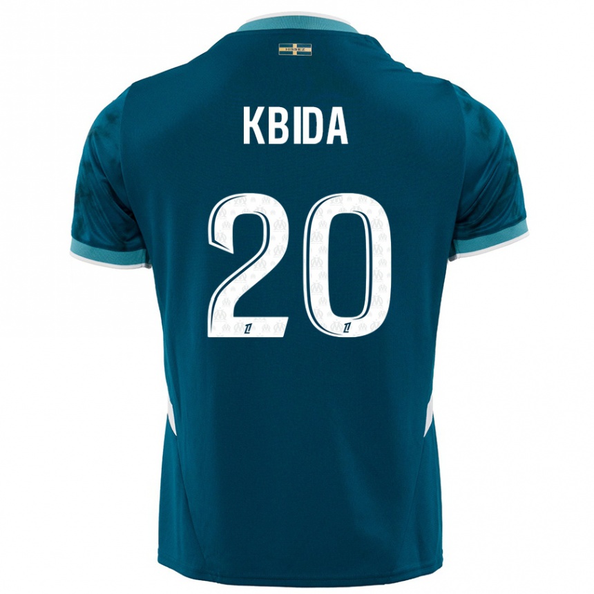 Enfant Football Maillot Inès Kbida #20 Turquoise Bleu Tenues Extérieur 2024/25