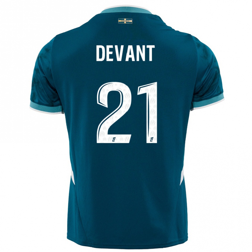 Enfant Football Maillot Caroline Devant #21 Turquoise Bleu Tenues Extérieur 2024/25