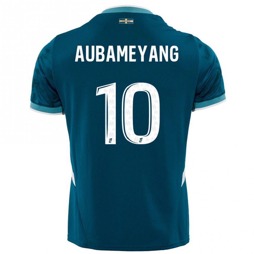 Enfant Football Maillot Pierre-Emerick Aubameyang #10 Turquoise Bleu Tenues Extérieur 2024/25