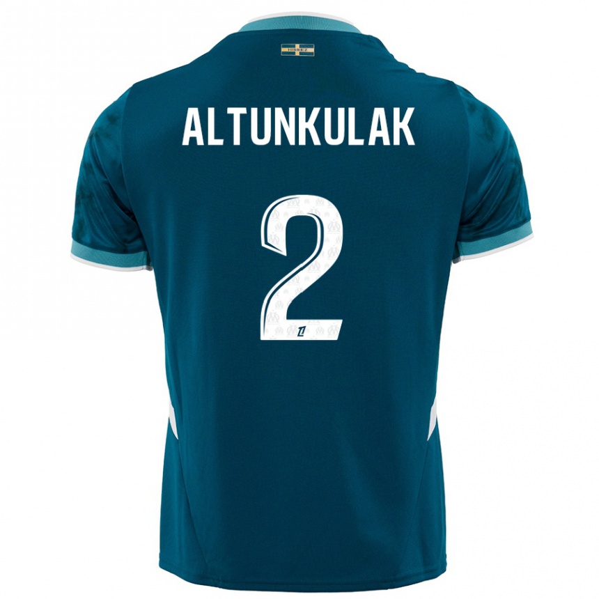 Enfant Football Maillot Selen Altunkulak #2 Turquoise Bleu Tenues Extérieur 2024/25