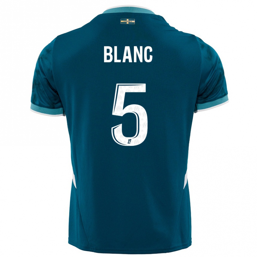 Enfant Football Maillot Amandine Blanc #5 Turquoise Bleu Tenues Extérieur 2024/25