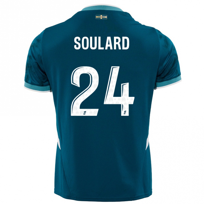 Enfant Football Maillot Amandine Soulard #24 Turquoise Bleu Tenues Extérieur 2024/25