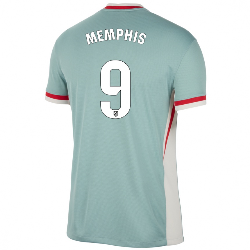 Enfant Football Maillot Memphis Depay #9 Beige Clair Bleu Tenues Extérieur 2024/25