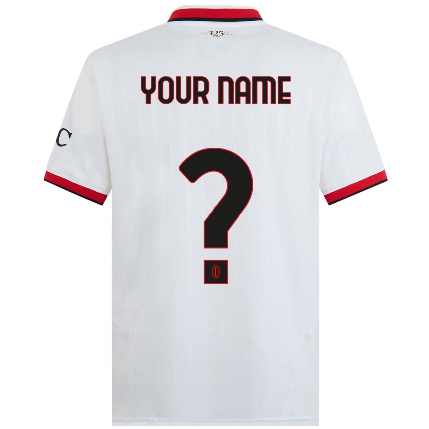 Enfant Football Maillot Votre Nom #0 Blanc Noir Rouge Tenues Extérieur 2024/25