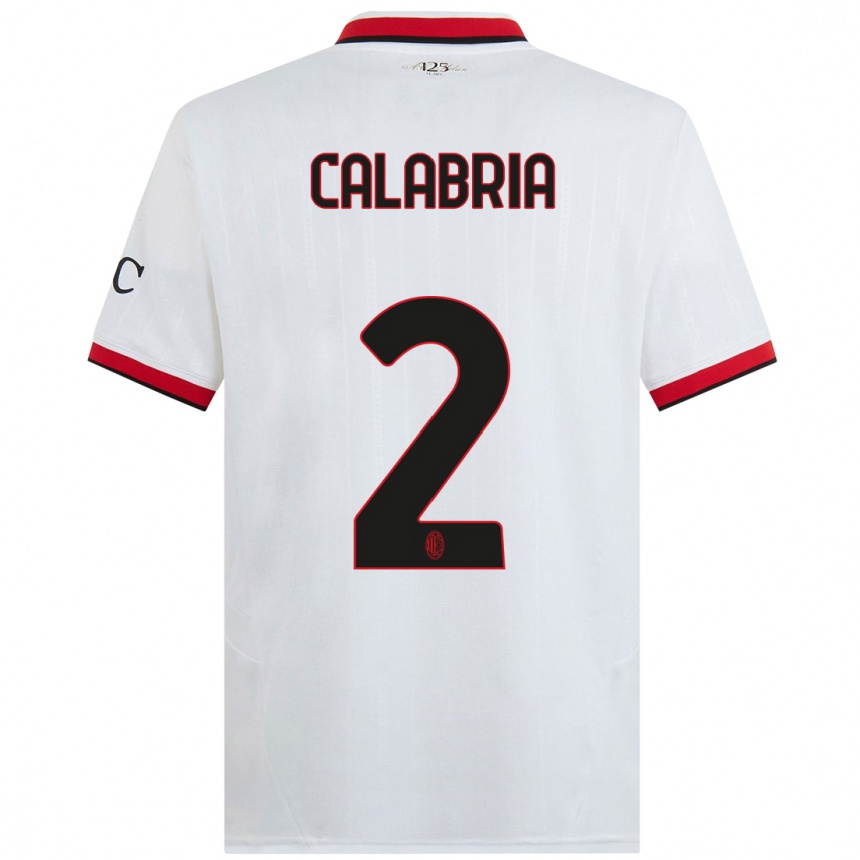 Enfant Football Maillot Davide Calabria #2 Blanc Noir Rouge Tenues Extérieur 2024/25