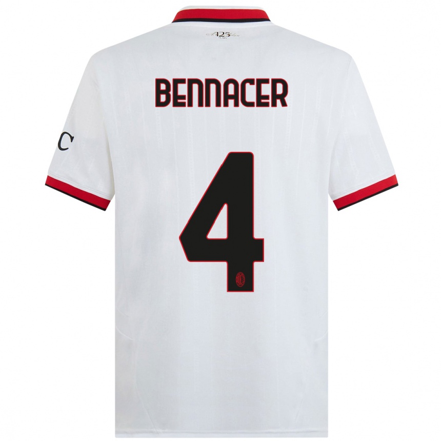 Enfant Football Maillot Ismael Bennacer #4 Blanc Noir Rouge Tenues Extérieur 2024/25