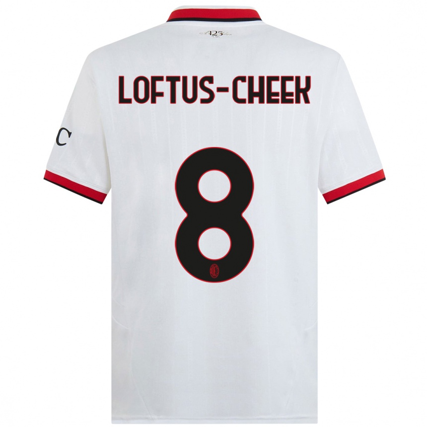 Enfant Football Maillot Ruben Loftus-Cheek #8 Blanc Noir Rouge Tenues Extérieur 2024/25