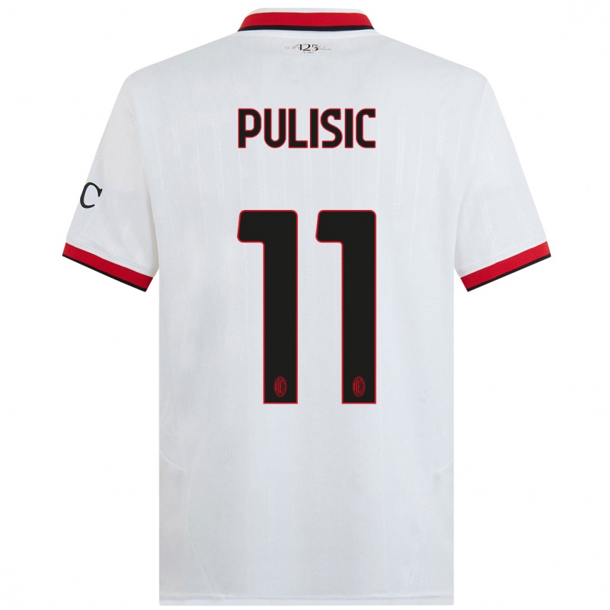 Enfant Football Maillot Christian Pulisic #11 Blanc Noir Rouge Tenues Extérieur 2024/25