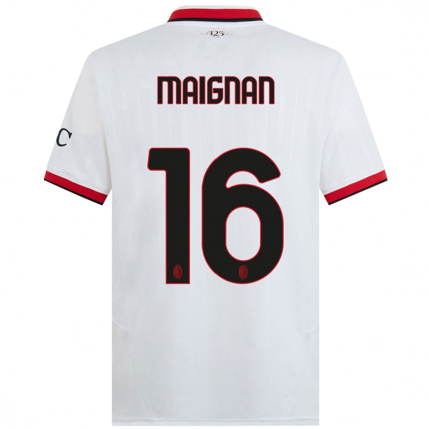 Enfant Football Maillot Mike Maignan #16 Blanc Noir Rouge Tenues Extérieur 2024/25