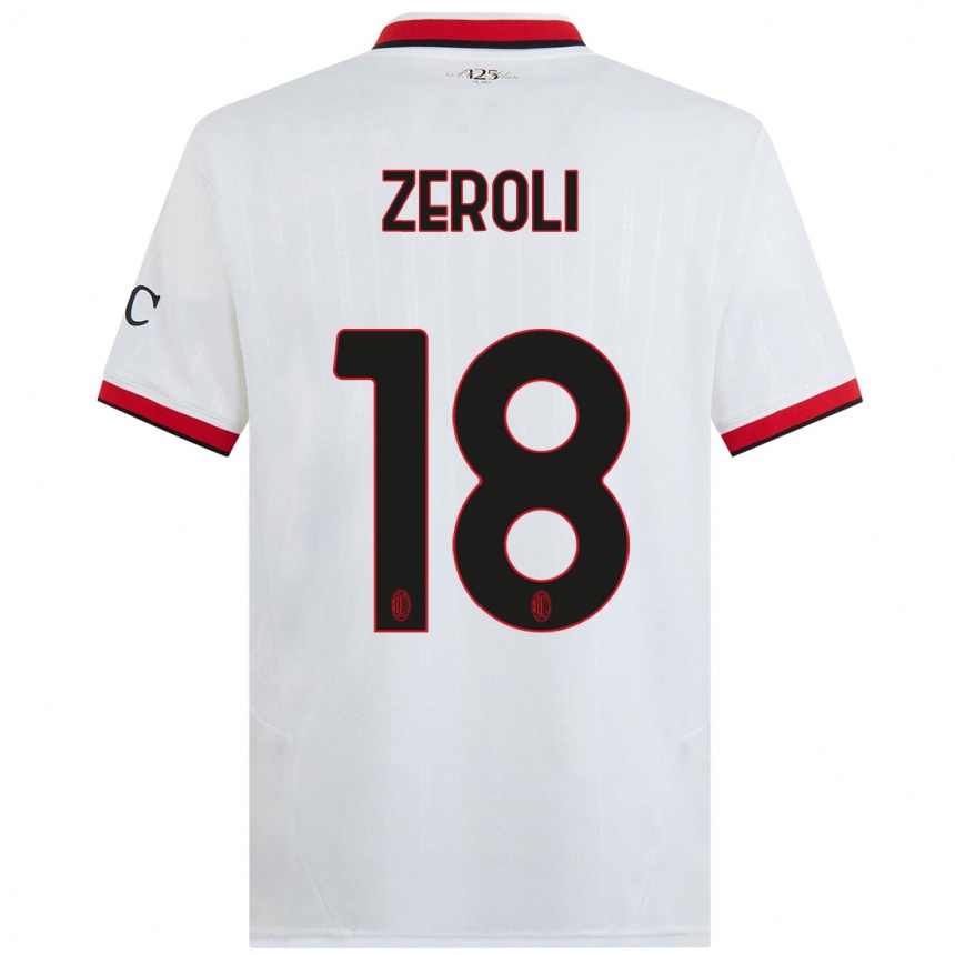 Enfant Football Maillot Kevin Zeroli #18 Blanc Noir Rouge Tenues Extérieur 2024/25