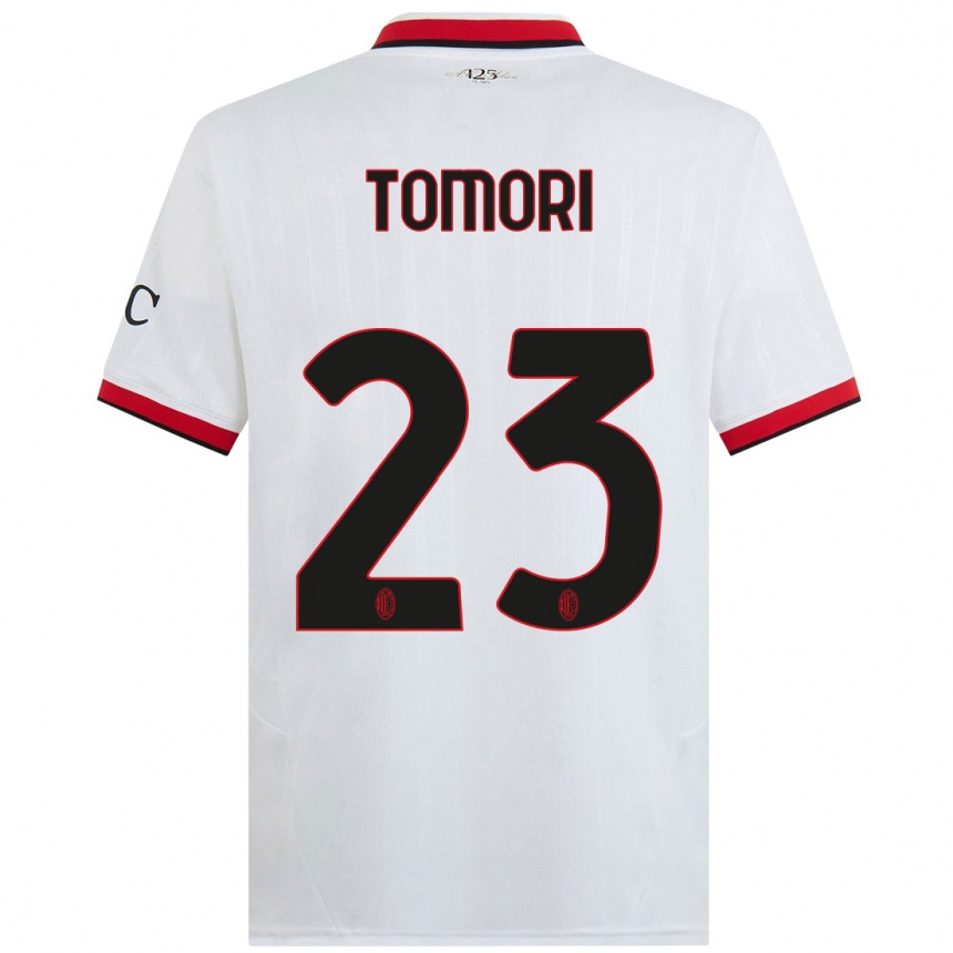 Enfant Football Maillot Fikayo Tomori #23 Blanc Noir Rouge Tenues Extérieur 2024/25