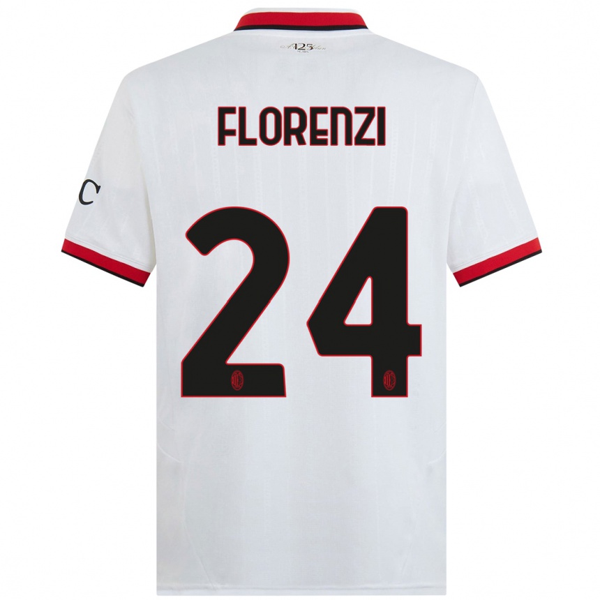 Enfant Football Maillot Alessandro Florenzi #24 Blanc Noir Rouge Tenues Extérieur 2024/25