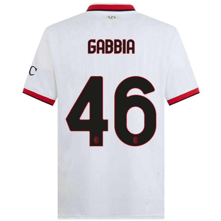 Enfant Football Maillot Matteo Gabbia #46 Blanc Noir Rouge Tenues Extérieur 2024/25