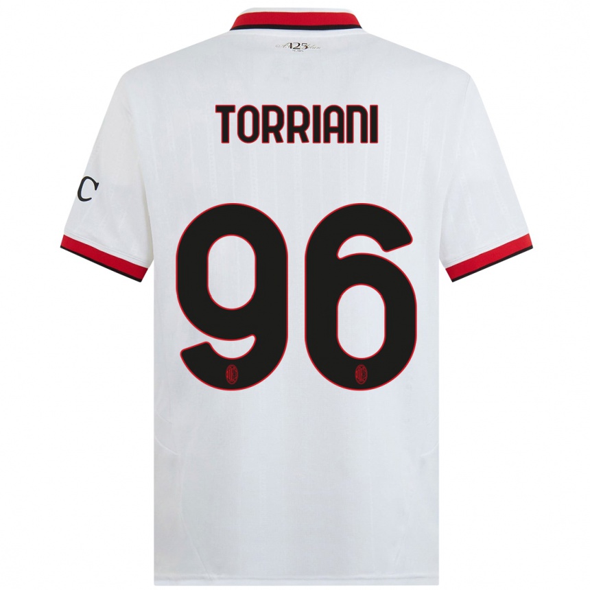 Enfant Football Maillot Lorenzo Torriani #96 Blanc Noir Rouge Tenues Extérieur 2024/25